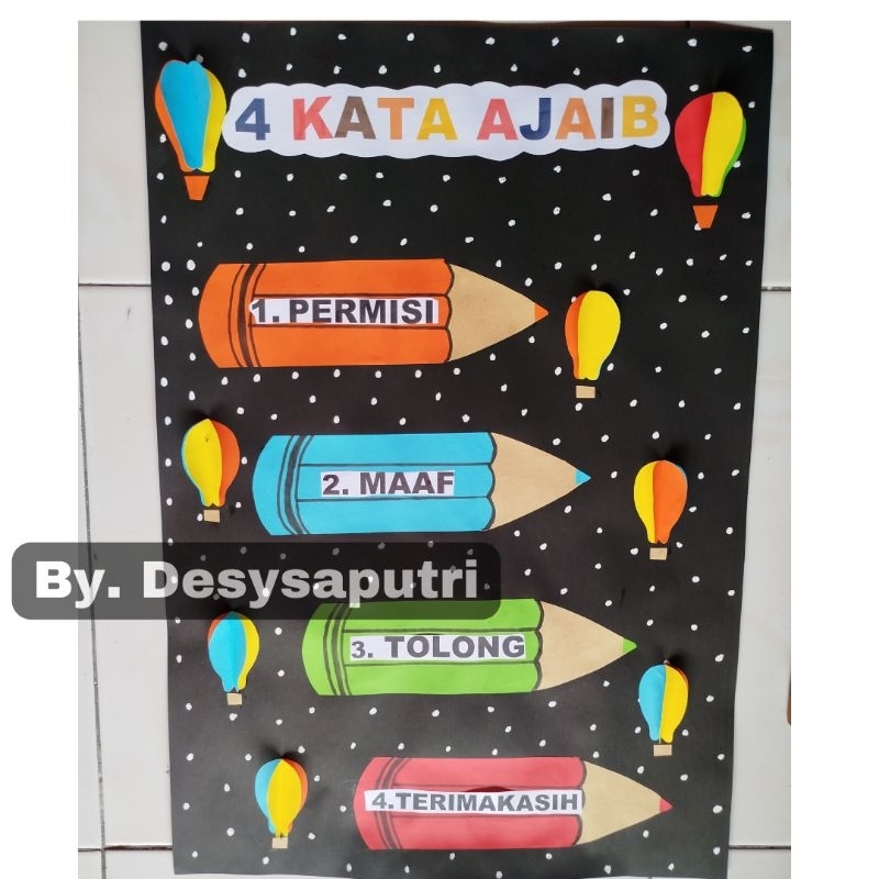 hiasan dinding kelas SD  kata ajaib