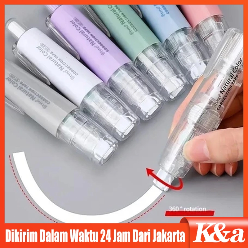 

6M Tip-ex Kertas Correction Tape Lucu Warna Pastel / Transparan Pita Koreksi Mekanik