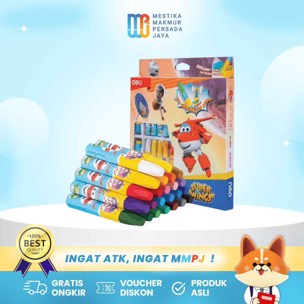

Deli Crayon Titi Bentuk Lilin Super Wings Isi 12/24 Warna EC21000/EC21020