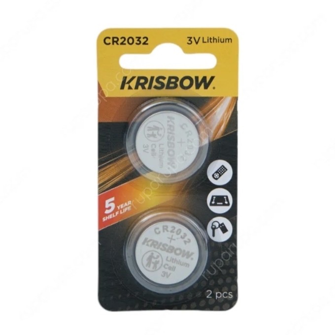 Krisbow Baterai Kancing Koin CR 2016 2025 2032 CR2016 CR2025 CR2032 2pcs