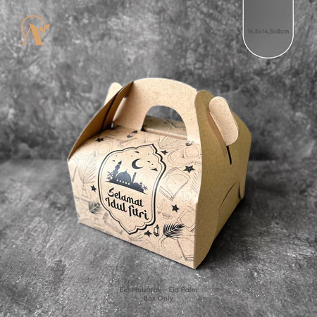 

( 10 pcs ) gable box kraft coklat motif masjid selamat idul fitri dus tenteng kemasan satu toples kue kering 500 gram ukuran 14.5x14.5x8 cm