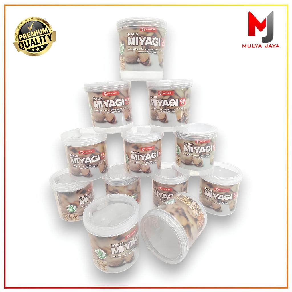 Mulya Jaya Lusinan (12Pcs) Toples Kue Kering Miyagi 0.8KG Plastik/ Toples Drat Plastk Bulat Kecil