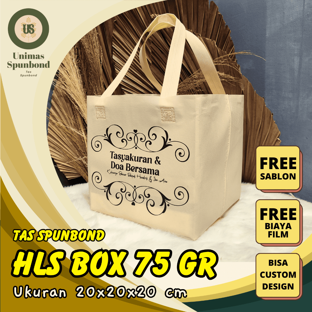 

[ FREE SABLON ] Tas Spunbond Box Handle Lipat Samping Tas Kotak Makanan Goodie Bag 75 Grm Ukuran 20x20x20 cm Spunbondpro bag store