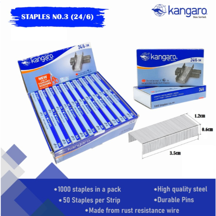 

STAPLES / ANAK STEPLER / ISI HEKTER / ISI ULANG JEPRETAN / REFILL STAPLER HD30 HD50 / STAPLES KANGARO 3 (24/6)