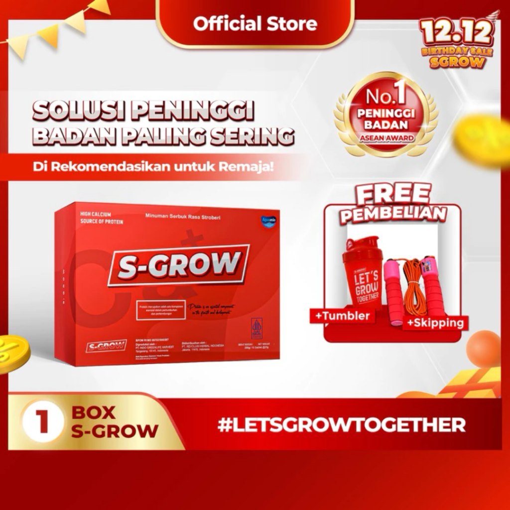 

1 BOX - S-GROW Supplement Susu Peninggi Badan Remaja dan Dewasa Terbaik - BPOM