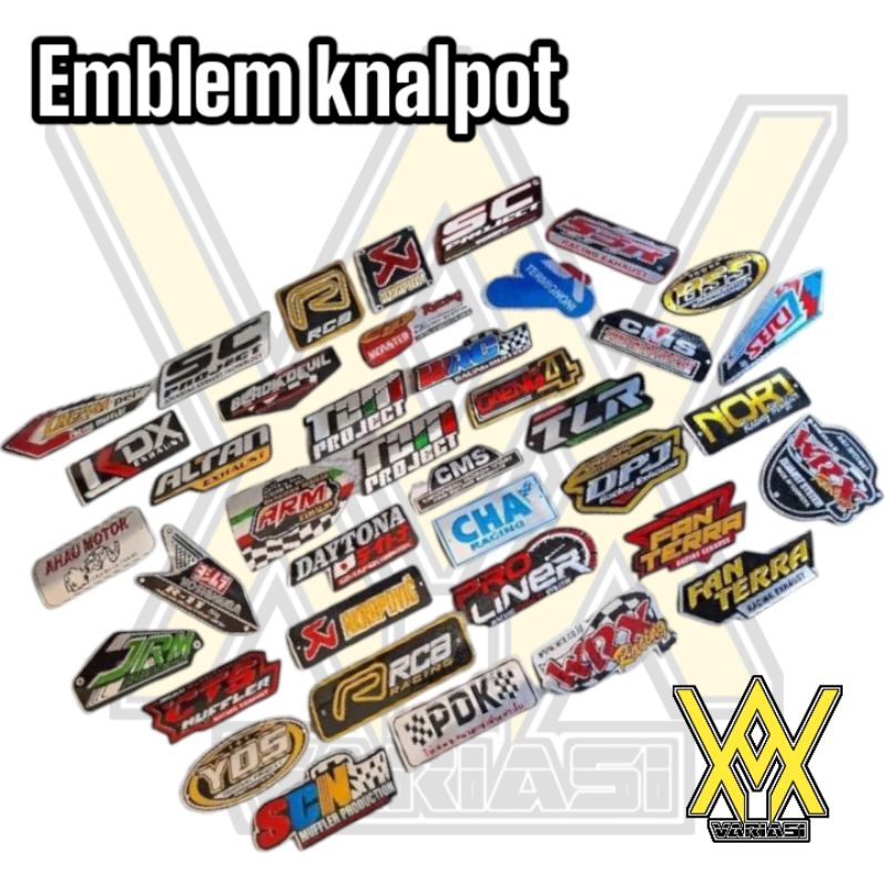 emblem knalpot racing custom + 2 paku rivet