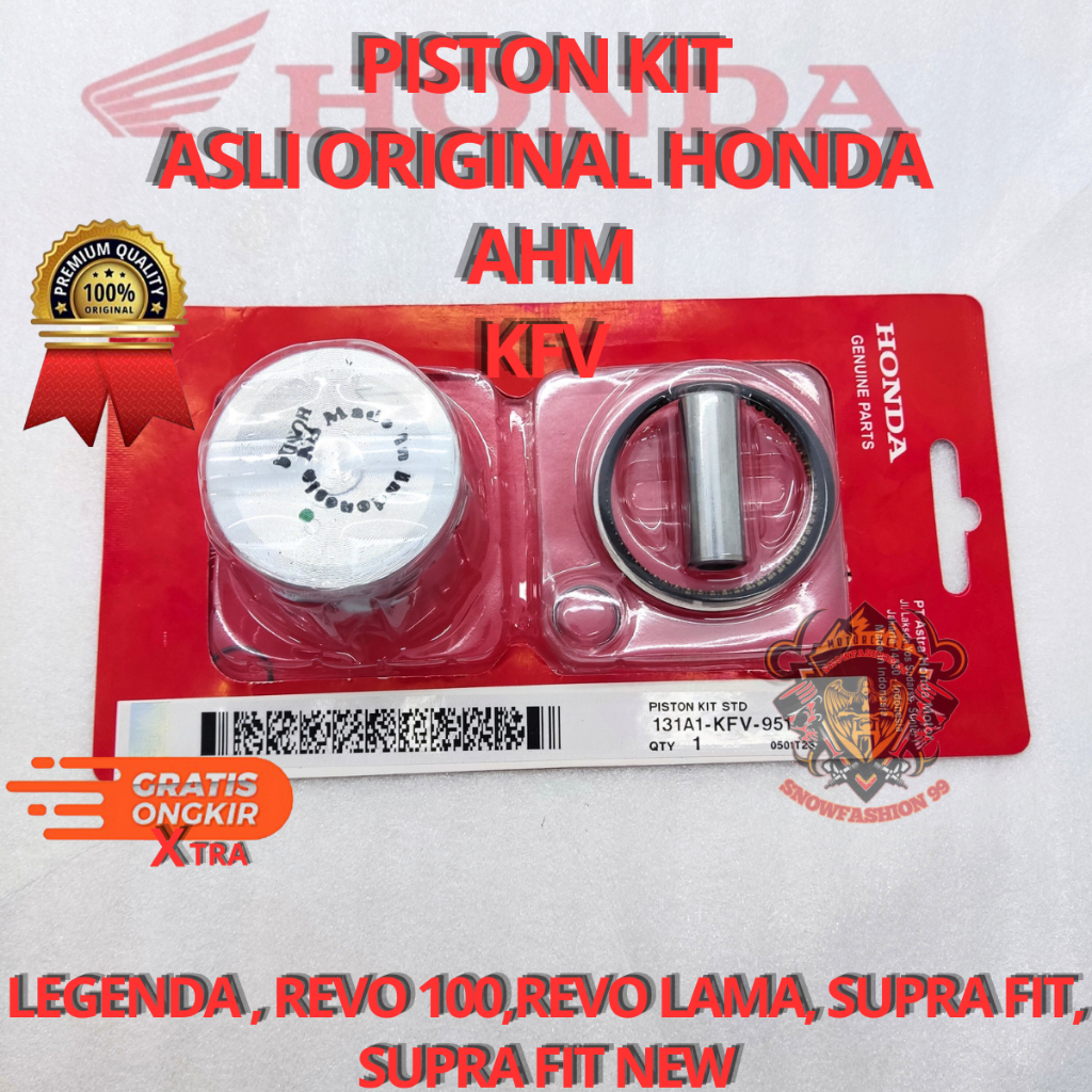 PISTON KIT STANDAR SUPRA FIT KFV RING SEHER LEGENDA ,REVO LAMA ,SUPRA FIT X ,SUPRA FIT S ,SUPRA FIT