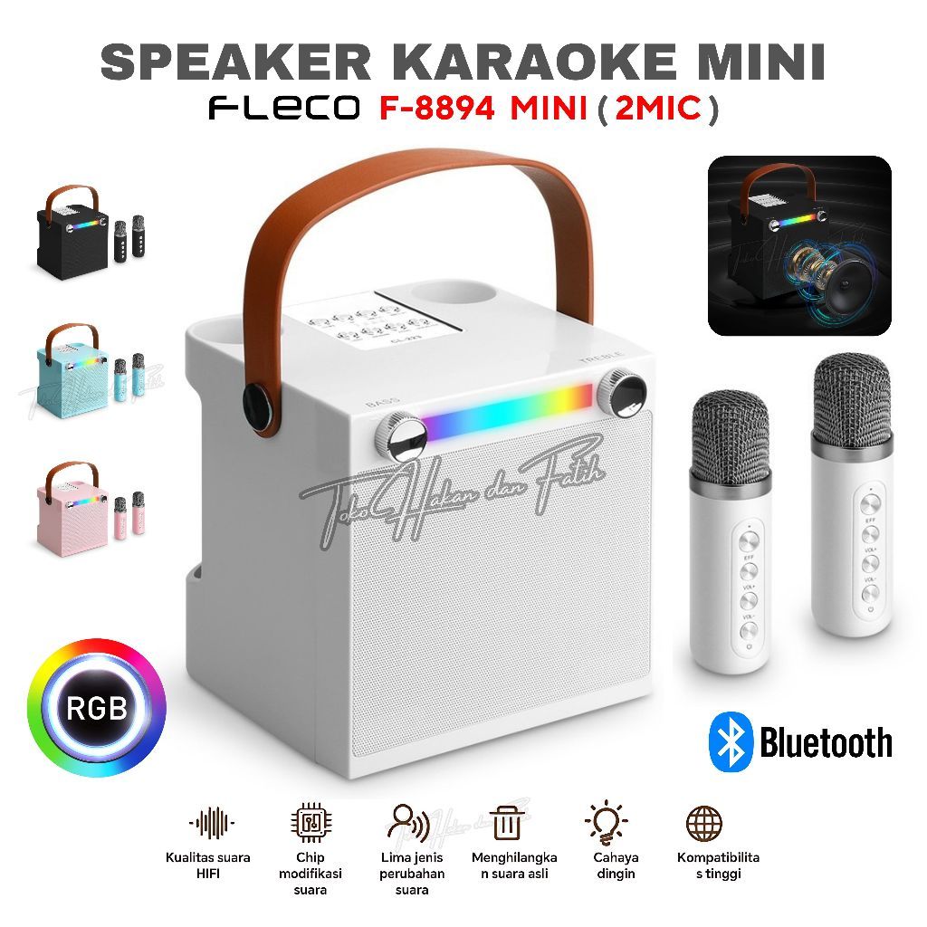 Speaker Fleco F-8894 Mini / F8894 Bluetooth Free 2 Mic Wireless | Wireless Voice Change / AUX SPEAKE