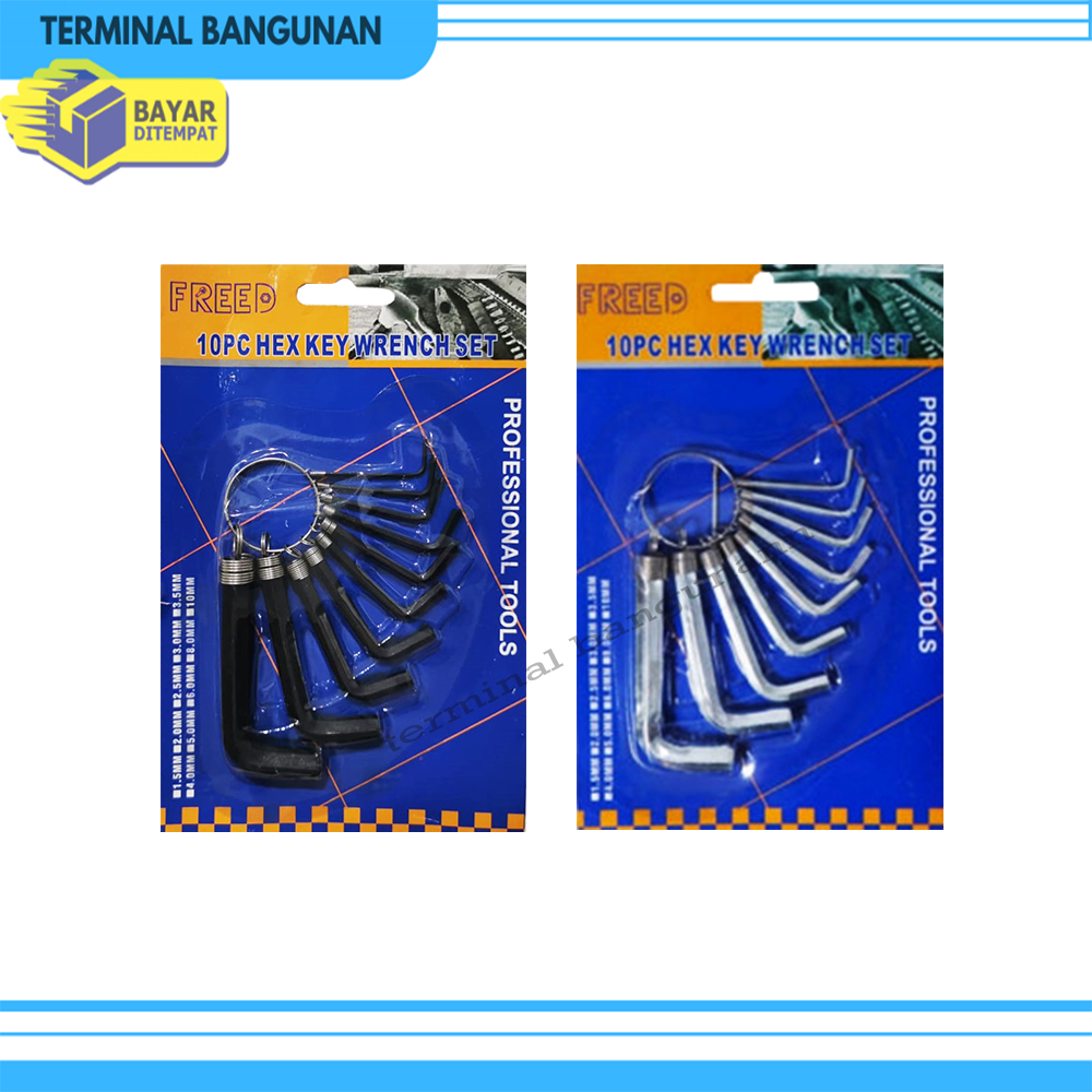 Kunci L set FREED Hitam- Crome isi 10 Kunci L