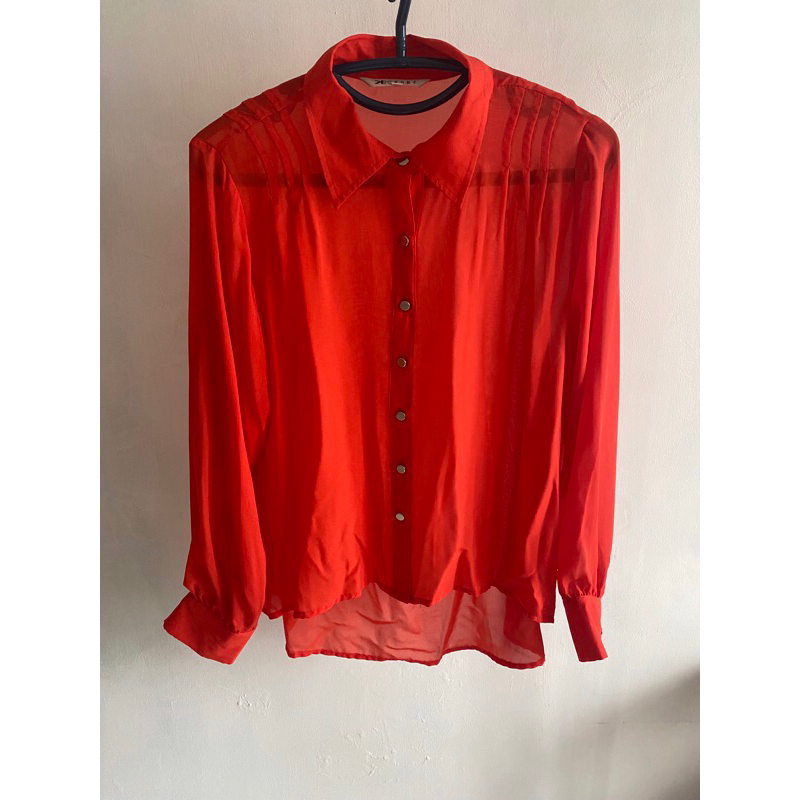 Preloved Kemeja transparan orange