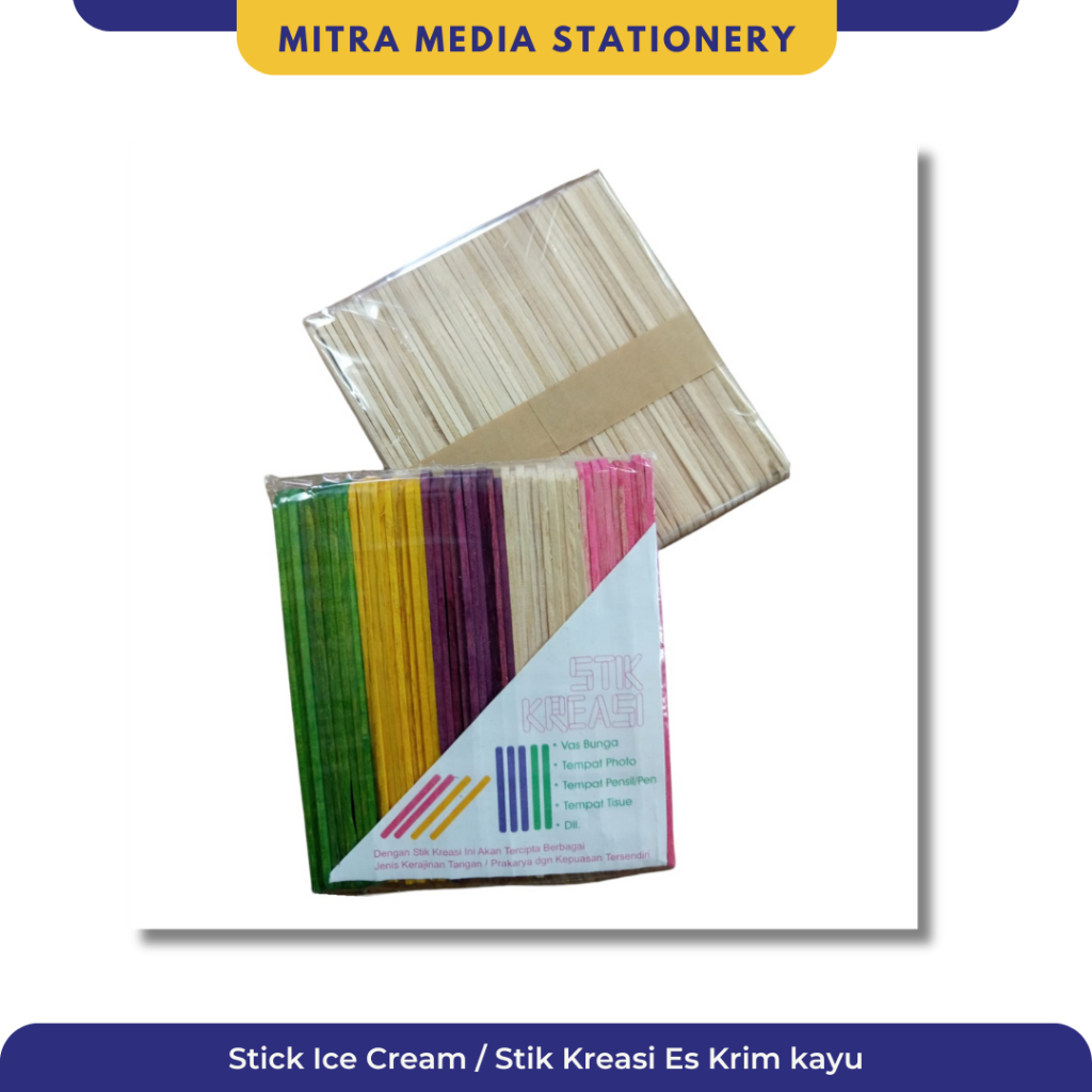 

Stik Kreasi Kayu Es Krim Warna Warni / Prakarya Art & Kraft Colorful [1 PAK isi 50 PCS]