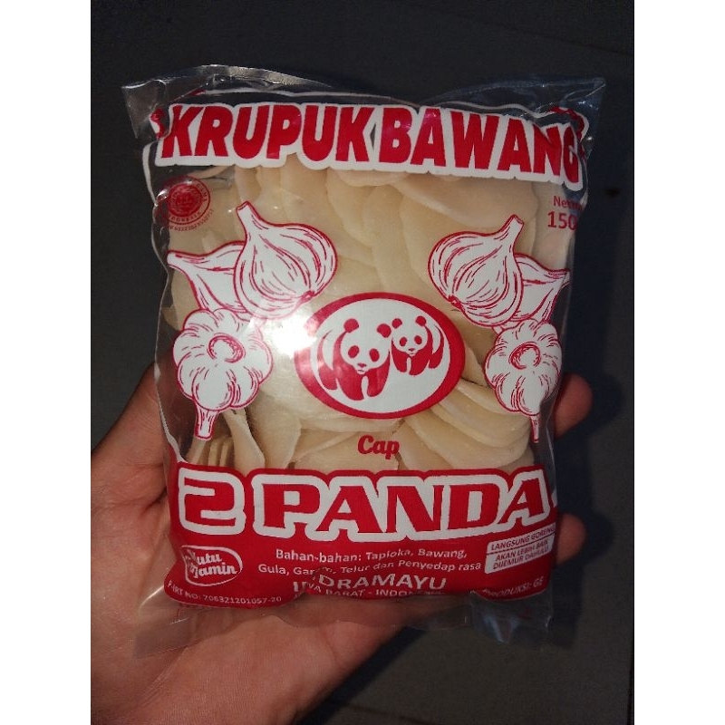 

kerupuk bawang mentah siap goreng 150gr cap 2 panda asli Indramayu