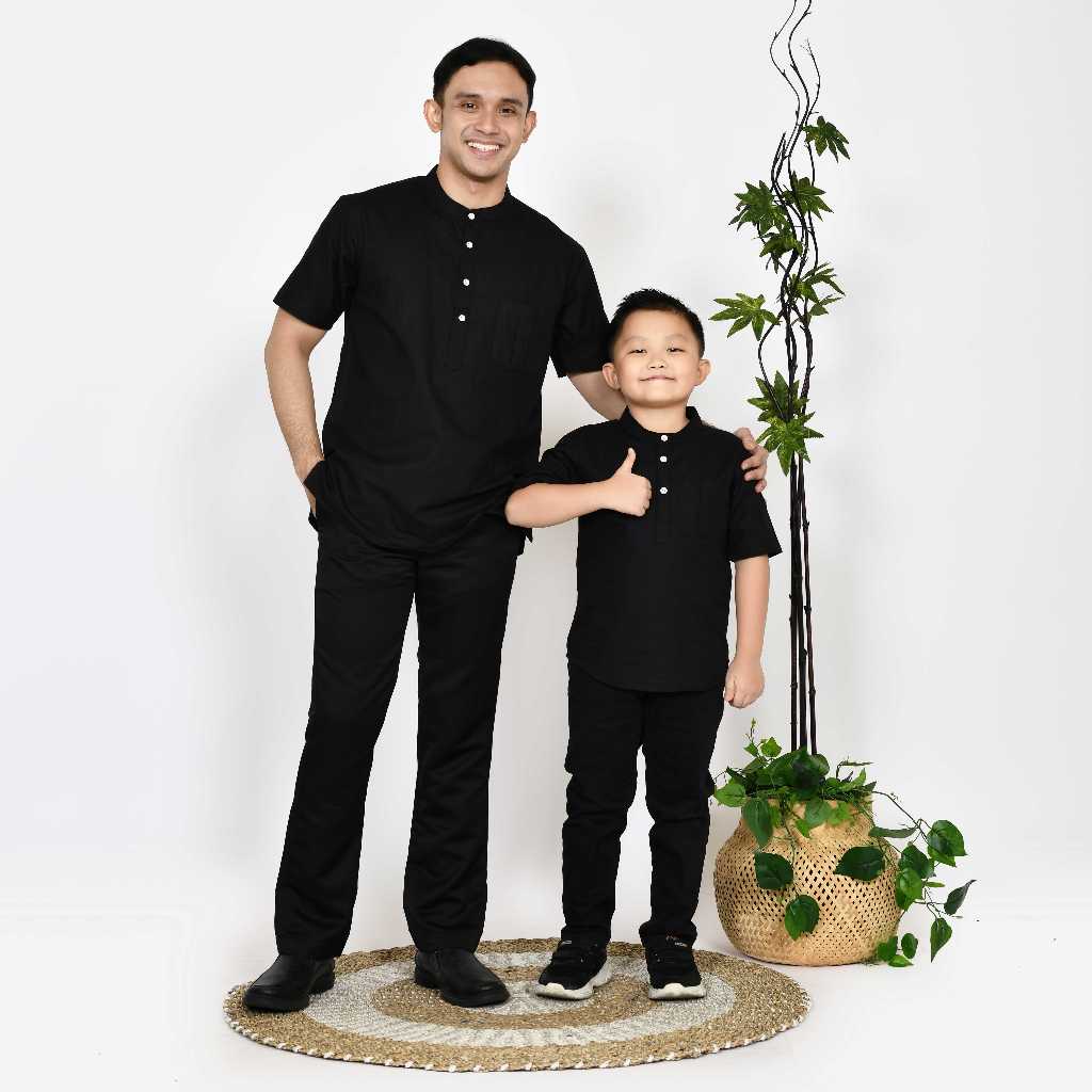 BAJU KEMEJA KOKO COUPEL AYAH DAN ANAK WARNA HITAM BIRU MARUN DAN HIJAU MINT BEST SELLER DAN TERLARIS
