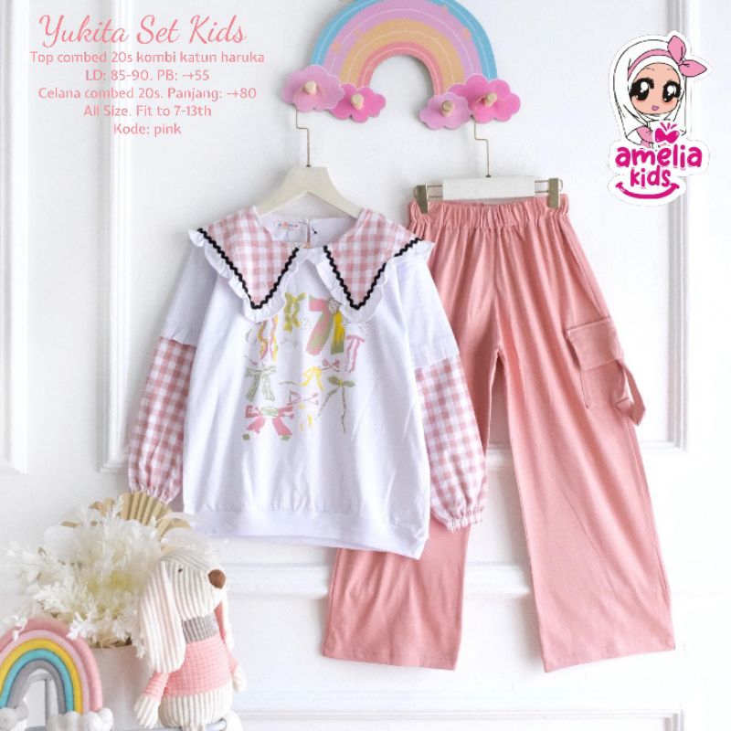 (COD) yukita / corlis/ fleur/ fika/ set anak usia 8-12tahun// Catcup set kids// Mermaid set kids// U