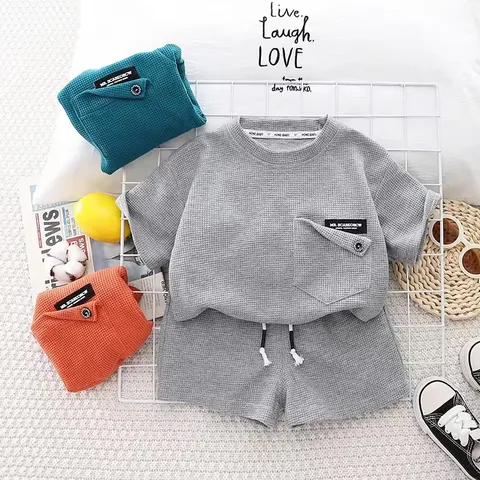 One Set Anak Laki Laki Casual / Set Anak Usia 1-5 tahun / Pakaian Set Trendi Waffle Uniqlo