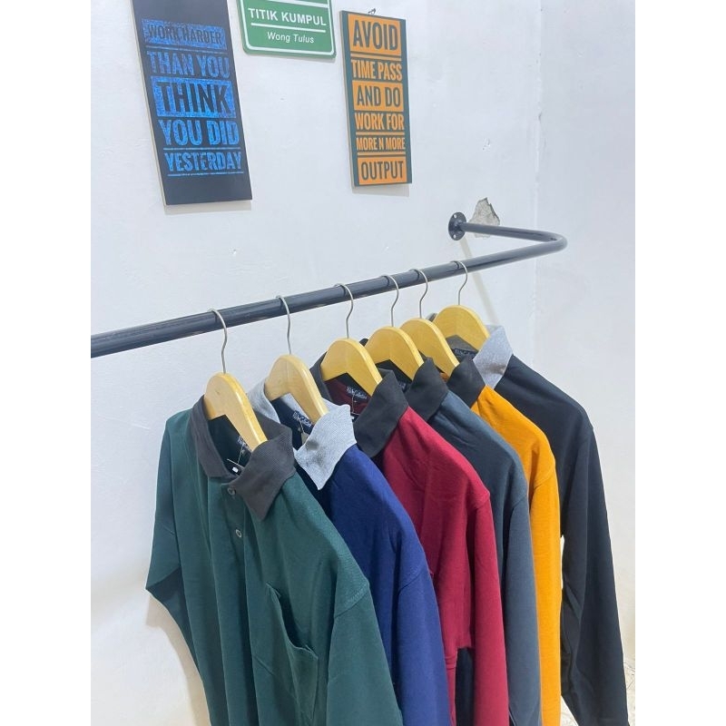 T shirt. kaos polo krah. tangan panjang, polos/kantong dewasa. terlaris