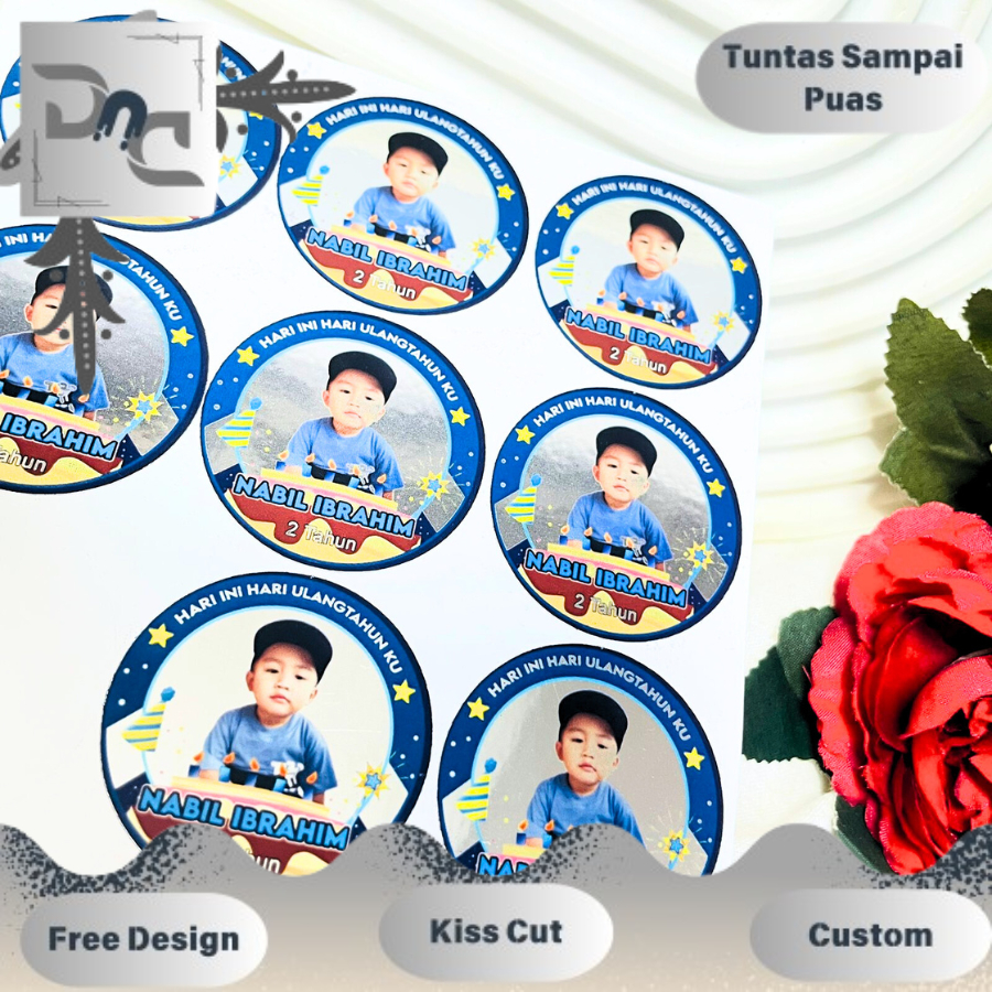 

2-4 Sticker Undangan Ulang Tahun Anak Label Stiker Happy Birthday DND Bahan Gold / Silver Anti Air