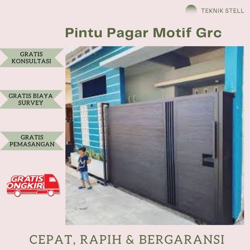 Pintu Pagar Besi Minimalis Lisplang Grc / Pagar Besi Rumah Motif Grc Murah Harga Per Meter