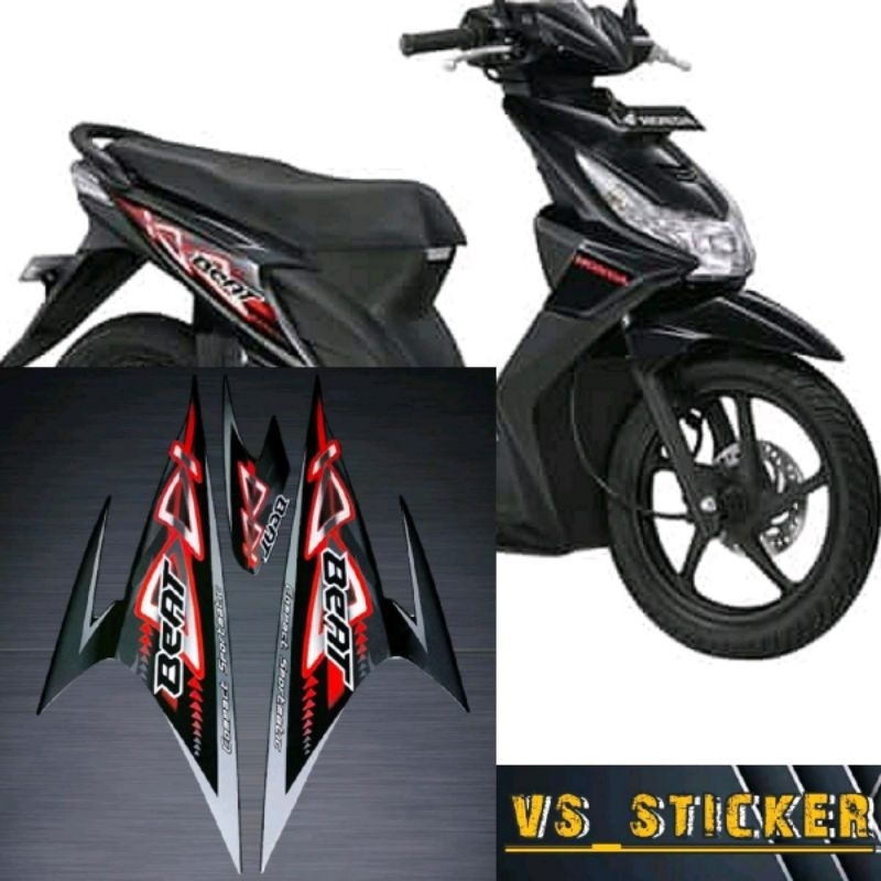 STRIPING STICKER LIST BODY MOTOR HONDA BEAT KARBU 2012 HITAM BERKUALITAS TERBAIK TERMURAH