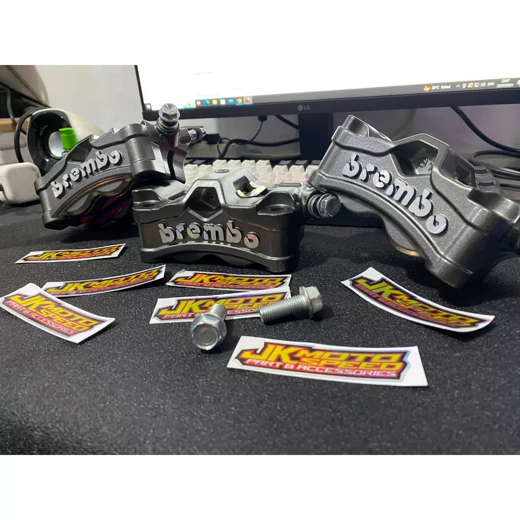 TERMURAH  KALIPER CAKRAM BIG M7 RADIAL 4 PISTON 4P MONOBLOK PITCH 100 mm / 10 cm IMPORT PREMIUM NINJ