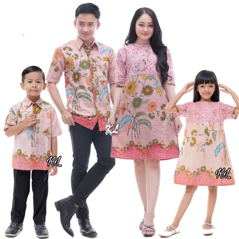 Baju Couple Dress Brokat Keluarga Pria dan Wanita Modern Batik Couple Keluarga Dress Natalan Hem Kat