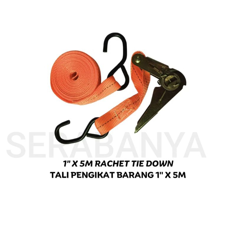 FREED Tali Pengikat Barang / Sabuk Pengikat Barang / Rachet Tie Down Lebar 1" X 5 Meter ( Lebar 25mm