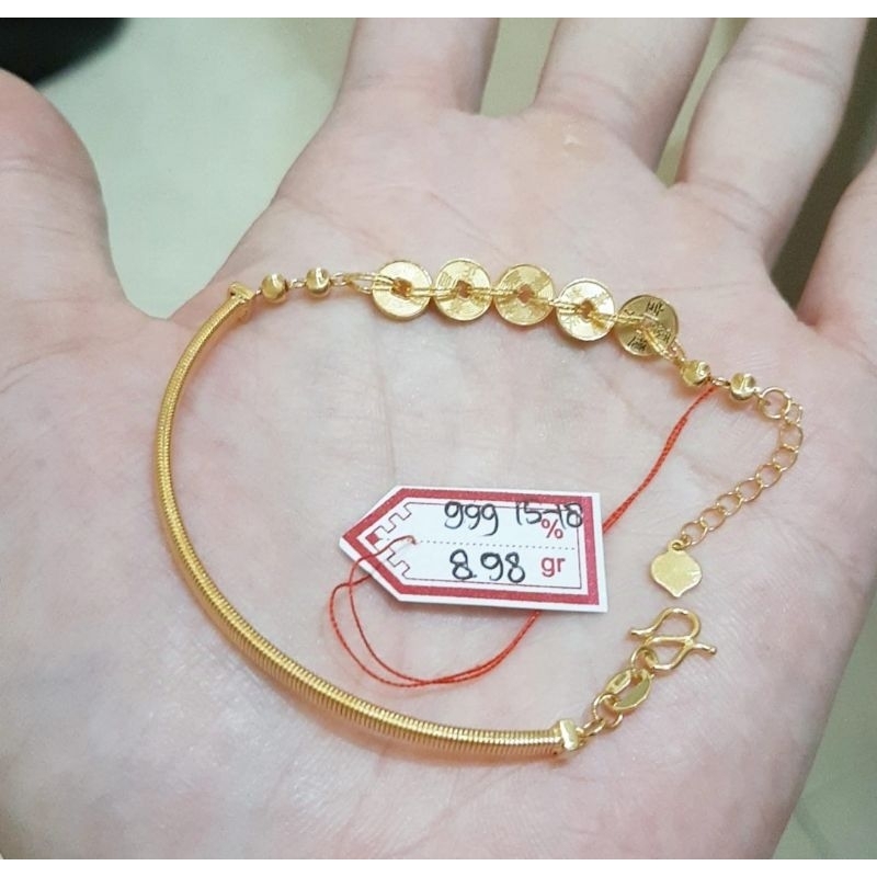 Gelang bangle emas 24k koin mini