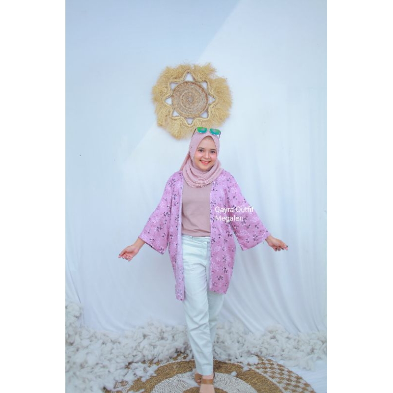 Cardigan Outer Motif Bunga Atasan Wanita Bahan Rayon Korean Look