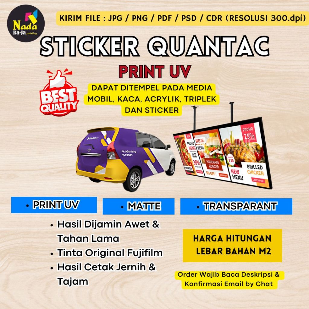 

Cetak Sticker Quantac Meteran Print UV | Sticker Neon Box | Bisa di Sorot Lampu