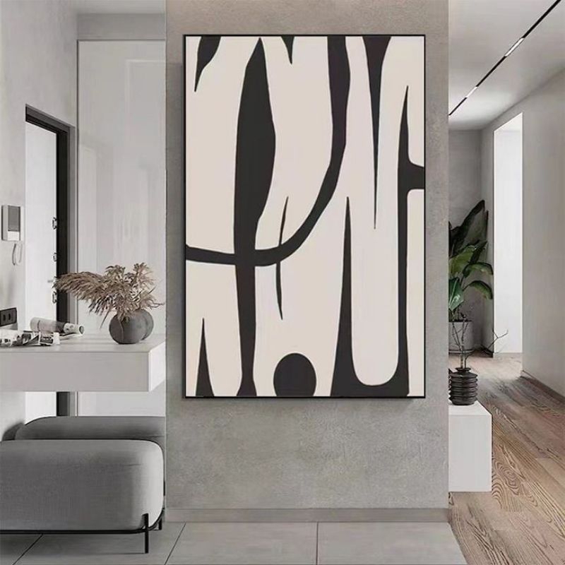 LUKISAN ABSTRAK MODERN HITAM PUTIH