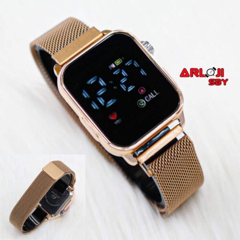 Jam Tangan Wanita Led Watch JSS 3642 Strap Magnet Jam Led Jinshengsi Jam Led Fashion Magnet