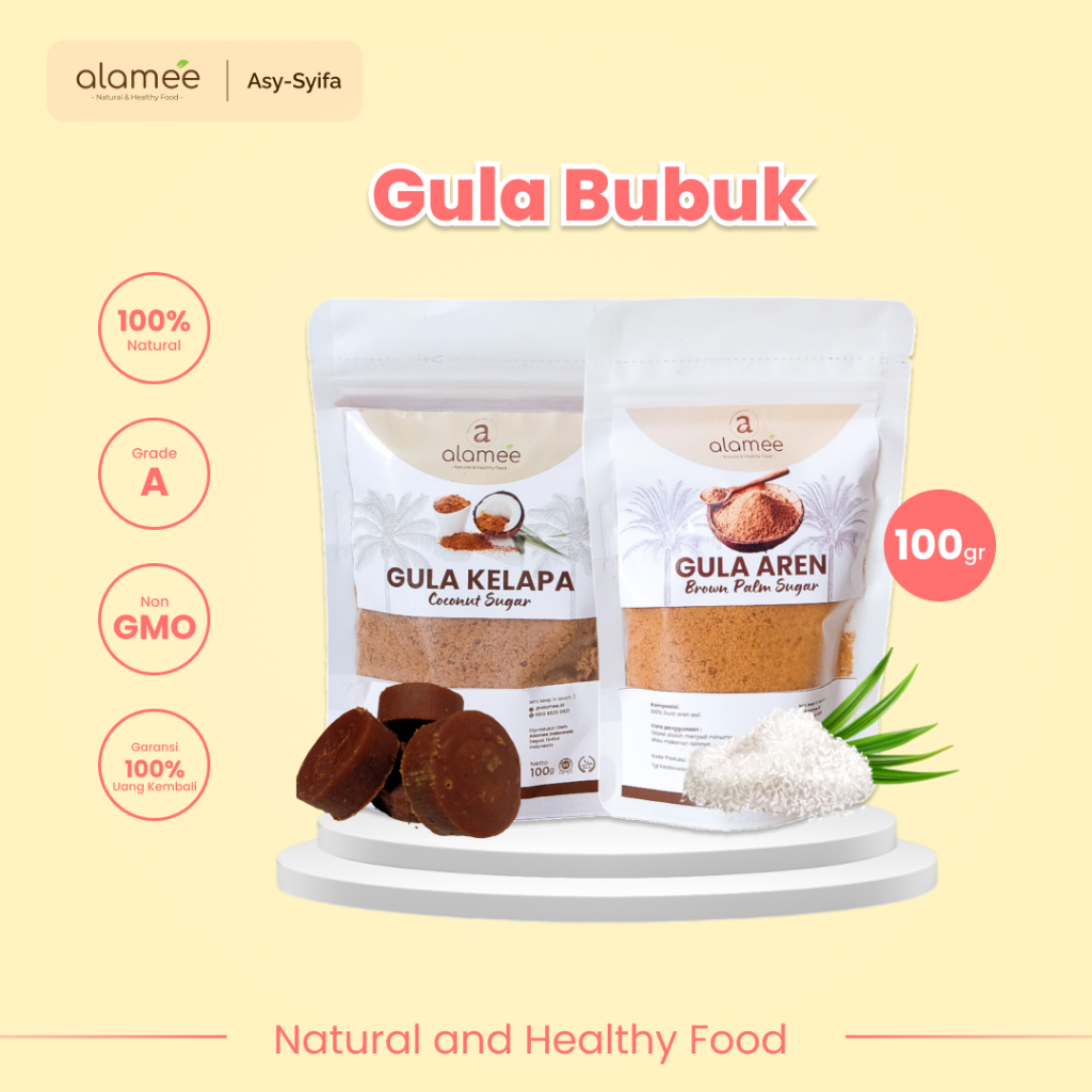 

ALAMEE Gula Semut Kelapa Aren Organik Asli Bubuk Coconut Sugar Premium Powder Natural Organik 100gr