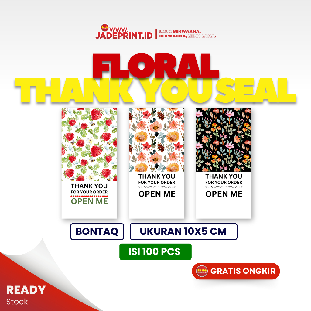 

[PAKET ISI 100PCS] Stiker Thank You Seal 8x4cm Stiker Segel Seal Box Stiker Terima kasih Sabuk