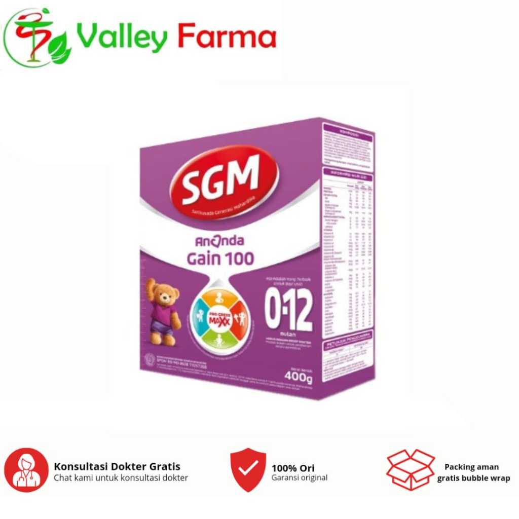 

Sgm Ananda Gain 100 Susu Formula Khusus Usia 0-12 Bulan (400 Gram)