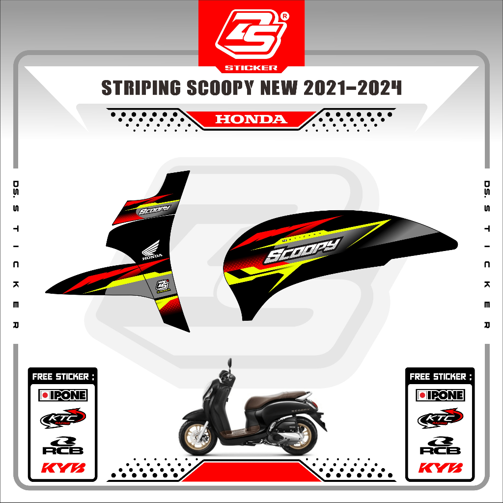 Stiker Scoopy New 2021 Decal Striping Scoopy 2023 Stiker Scoopy 2024 Hitam Premium Racing DS181224