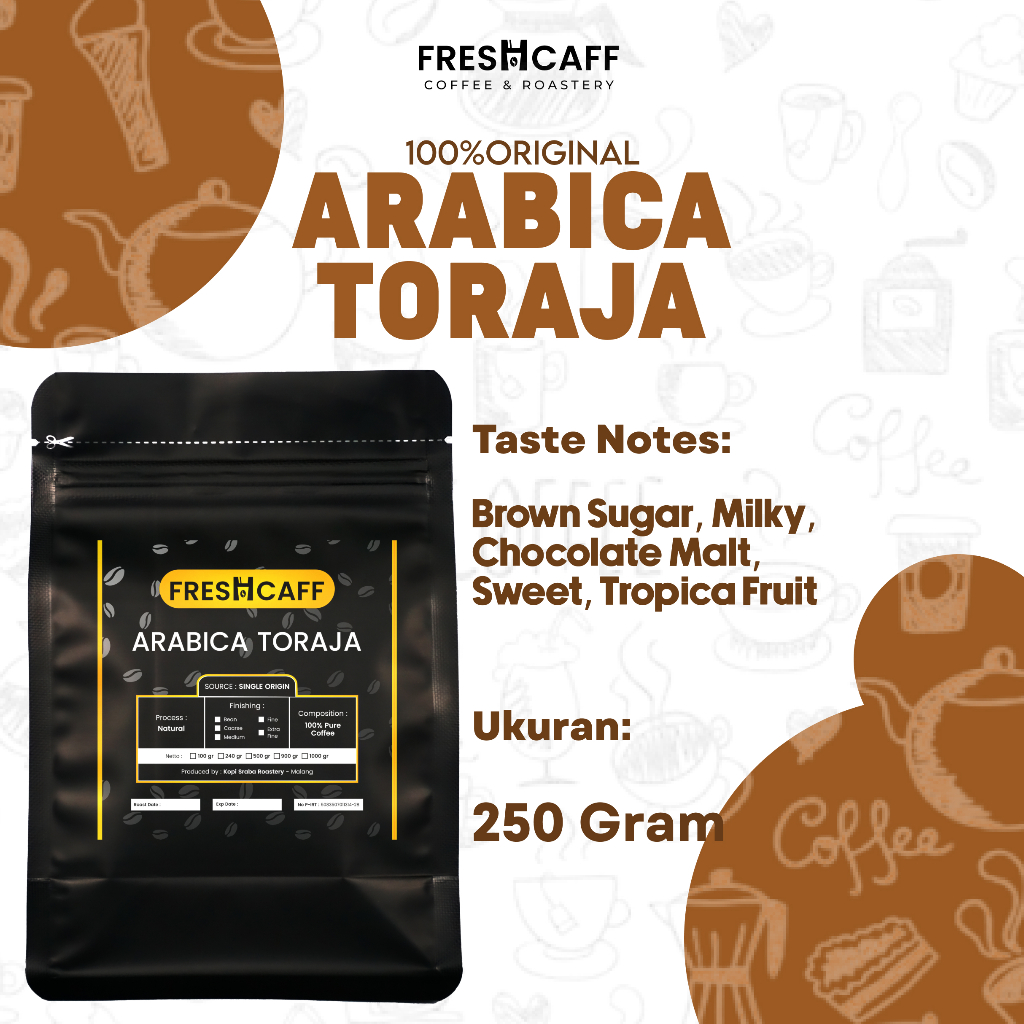 

KOPI ARABIKA TORAJA KALOSI Coffee Arabica 250 gram Freshcaff