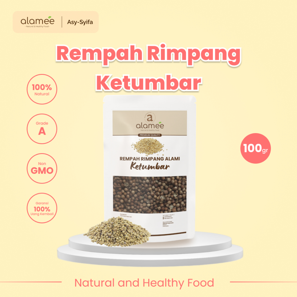 

ALAMEE Ketumbar Organik Coriander Seed Biji Rempah Rimpang Alami Bumbu Seasoning Masakan Masak 100gr