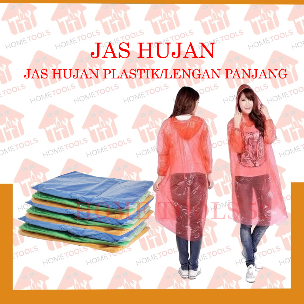 Jas Hujan Poncho / Jas Hujan Murah Plastik / Jas Hujan Tangan Panjang All Size