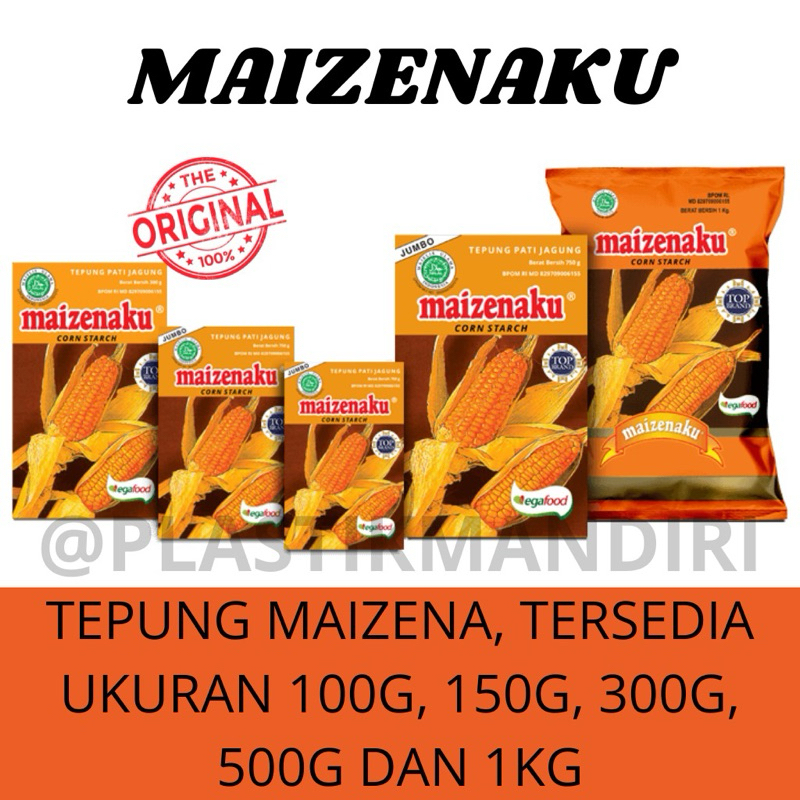 

MAIZENA, MAIZENAKU TEPUNG PATI JAGUNG UKURAN 100G, 150G, 300G, 500G, 1KG