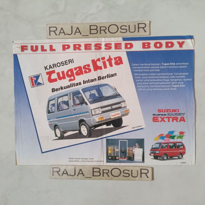Poster brosur katalog iklan flyer jadul lawas Suzuki Super Carry Extra Karoseri Tugas Kita