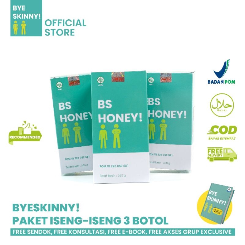 

*PROMO PAKET 3 BOTOL TERMURAH* BYE SKINNY BS HONEY Penggemuk Badan