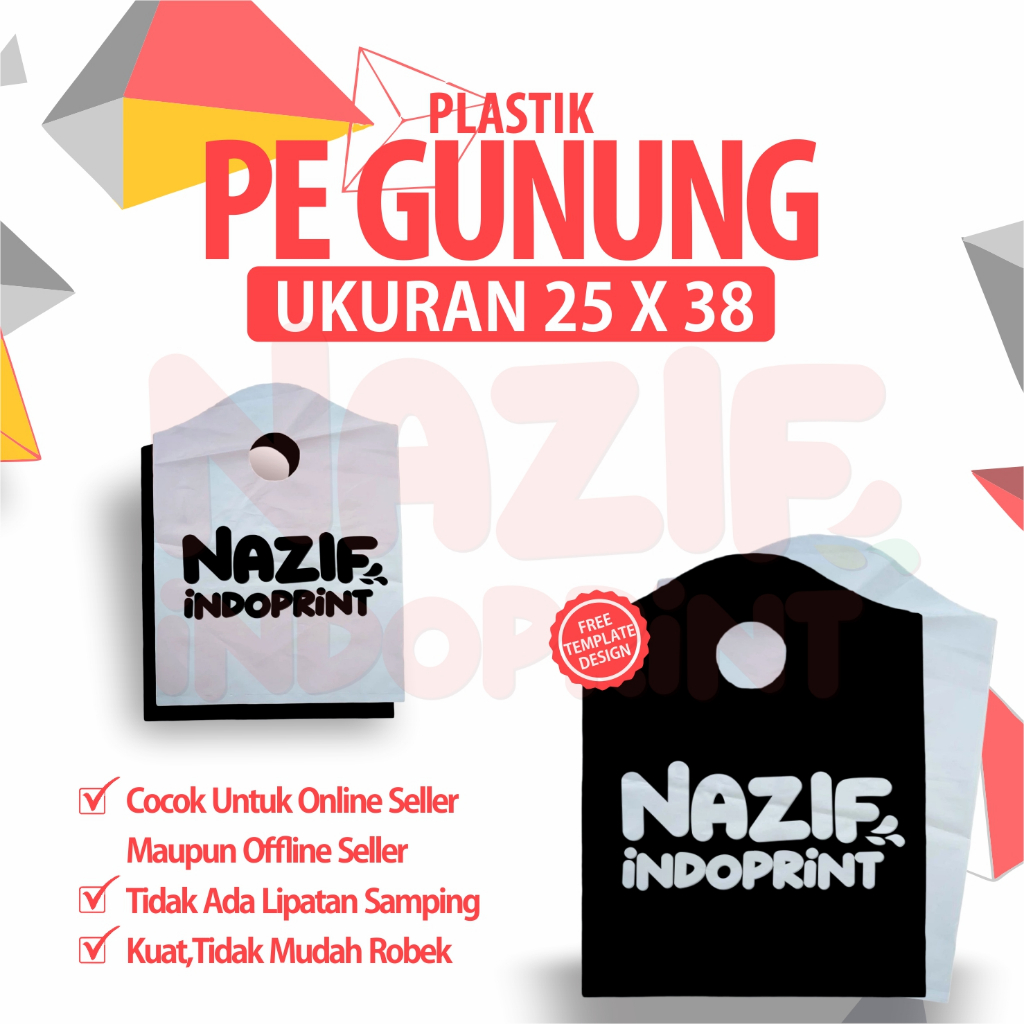 Plastik PE Gunung 25x38 Sablon BIsa Custom Design Sendiri / Plastik PE Gunung Untuk Packing Produk
