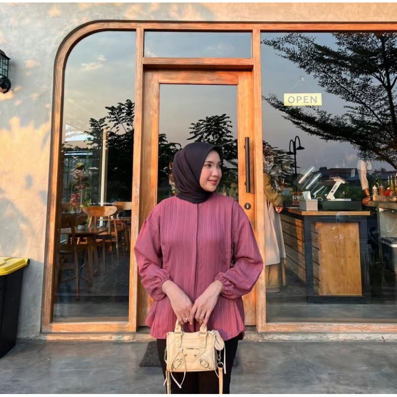 [PRELOVED] YORA Blouse Kemeja Top Tali Samping Lady Crush/ Baju Atasan Wanita/Kemeja Casual Cewek Pa
