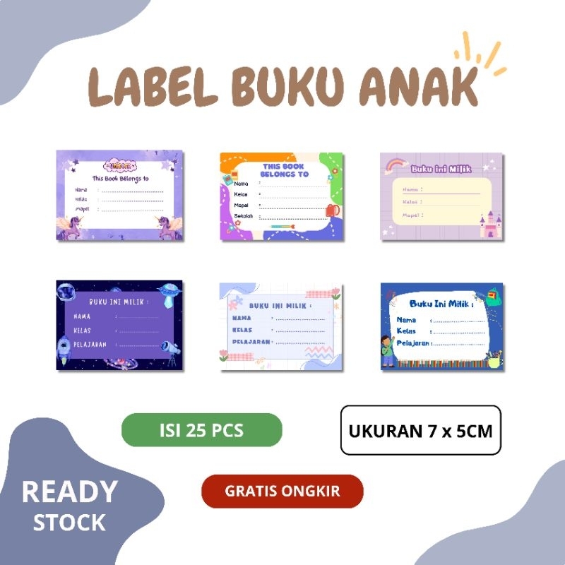 

STICKER LABEL NAMA BUKU PREMIUM AESTHETIC (25 PCS) 7 x 5 CM TERMURAH