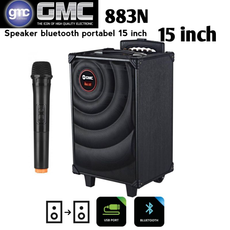 speaker bluetooth GMC 883N speaker karaoke+Mic 15 inch