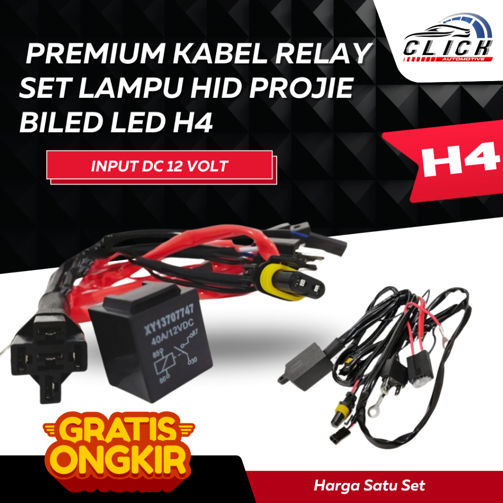 Kabel Relay Set Lampu HID Projie Projector Biled LED Motor Kabel Set Relay Biled 1 Lampu 2 Lampu