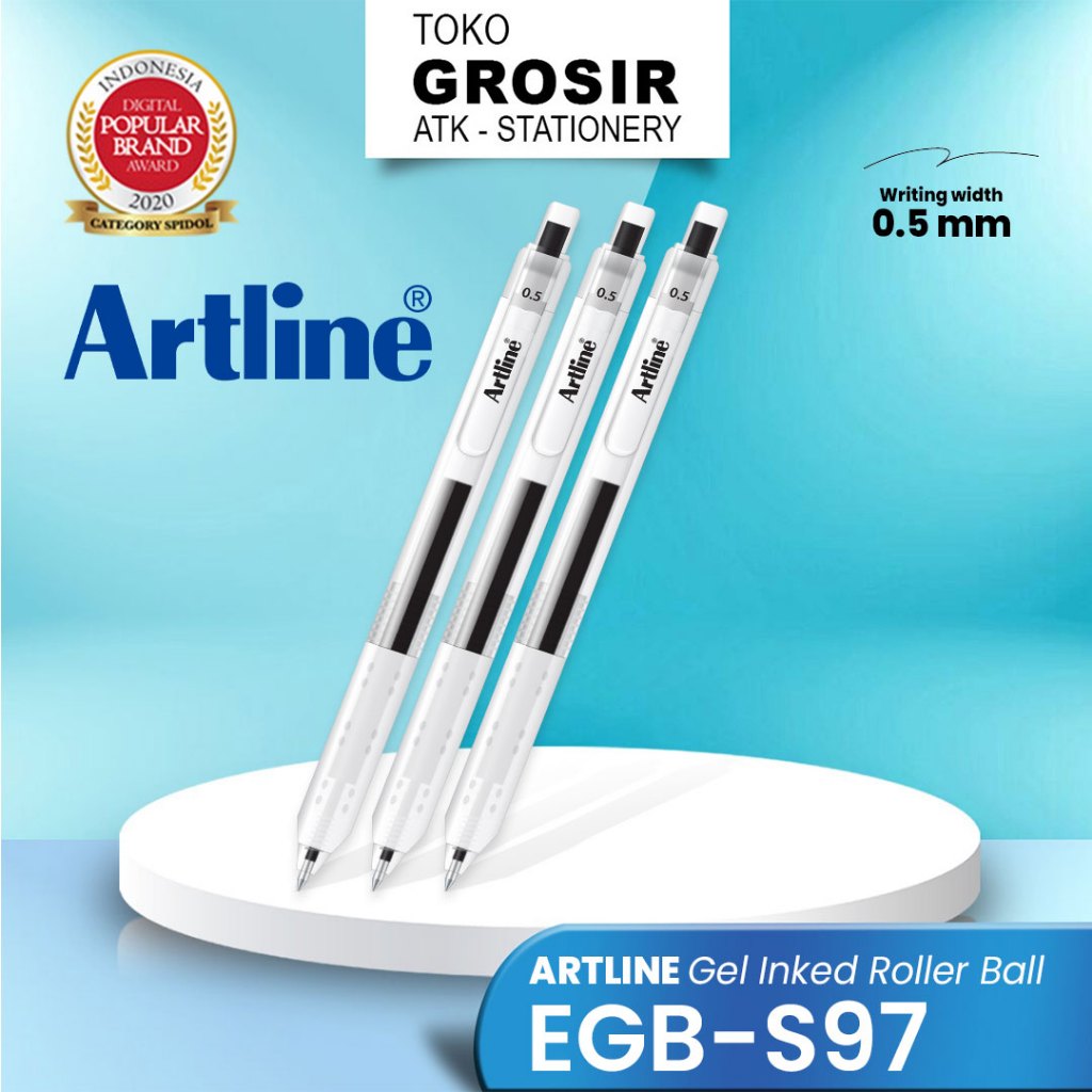 

Bolpoin Retractable with Comfort Grip EGB-S97 / Artline Gel Inked Roller Ball 0.5 mm