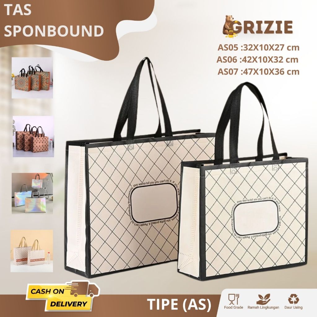 

Tas Spunbond / Goodie Bag Spunbond / Spoundbond Bag / Tas Belanja Spunbond Model Kotak Box Kantong AS05-AS07