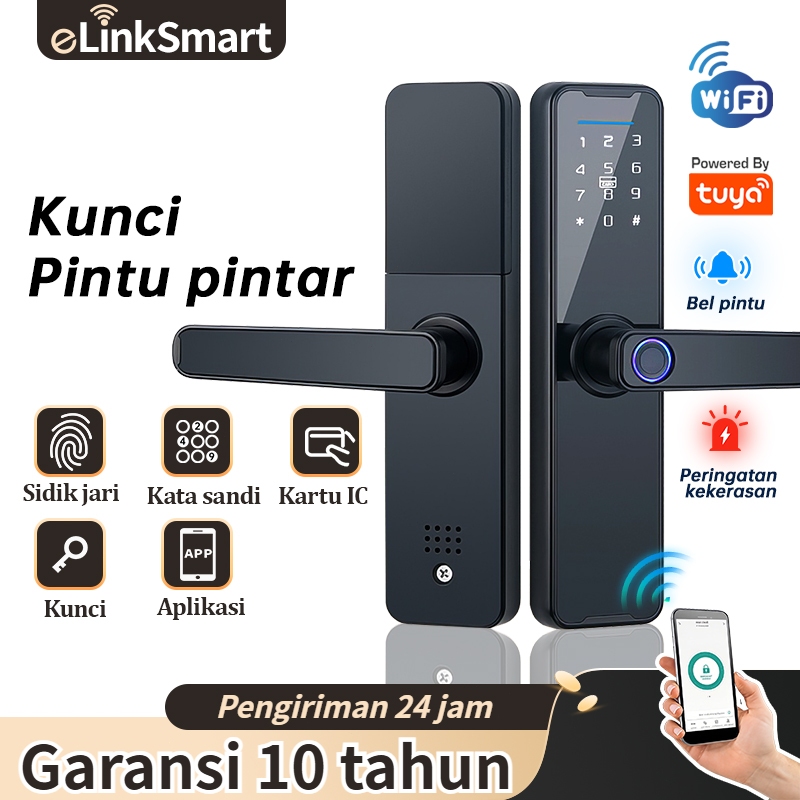 Kunci pintu rumah smart door lock digital sidik jari gagang pintu kamar set lengkap COD K7
