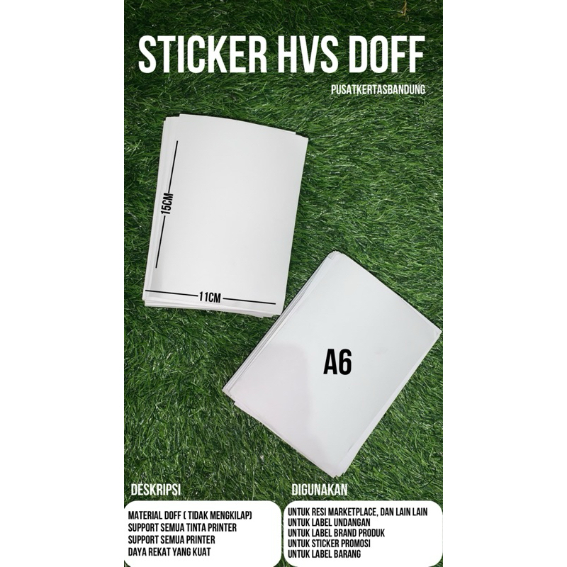 

Kertas Sticker A6 Doff ISI 100,250,500 Lembar /Kertas Sticker Resi A6 Doff / Kertas Sticker HVS Doff